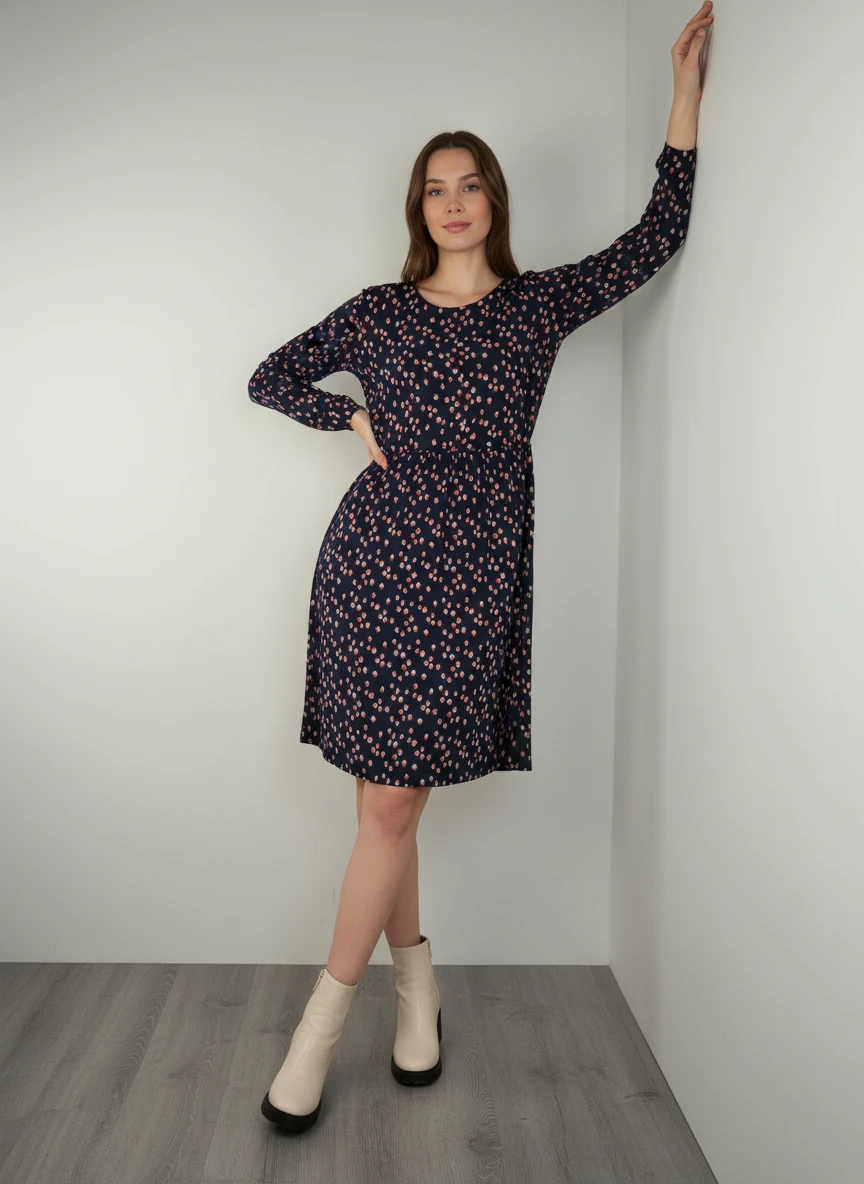 Vestido Largo Estampado con Lunares Multicolor