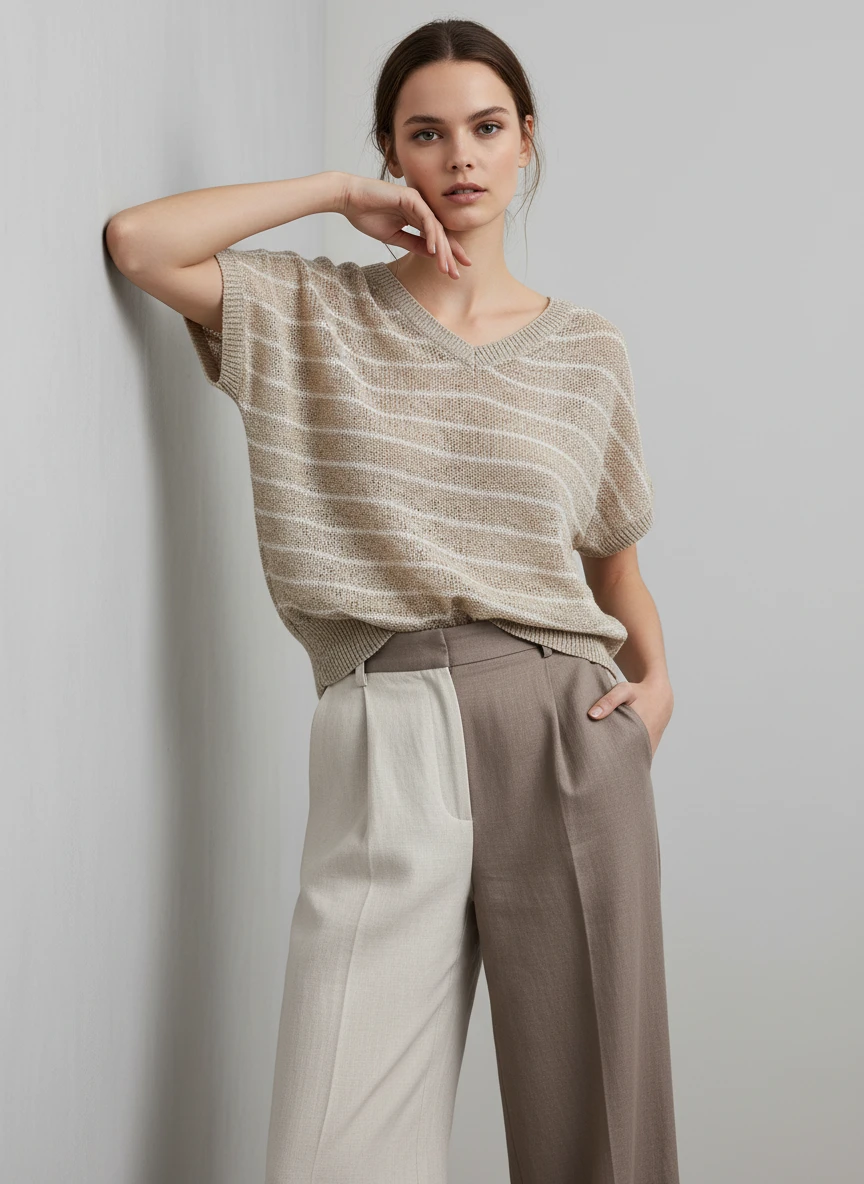 Blusa de Punto Texturizado en Tonos Neutros