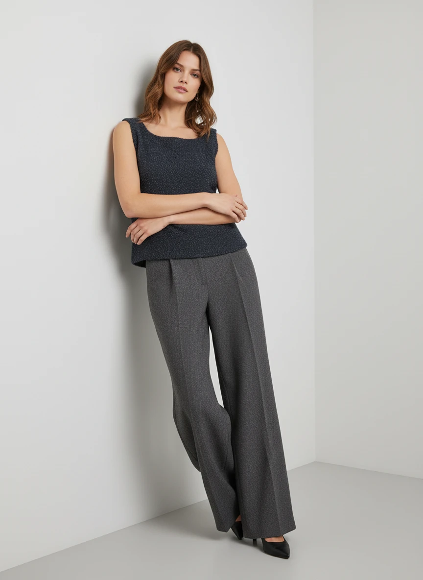 Blusa sin mangas de textura lisa y elegante