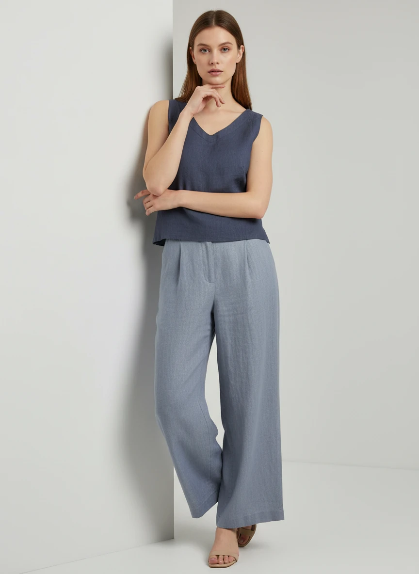 Blusa Sin Mangas con Escote en V Elegante