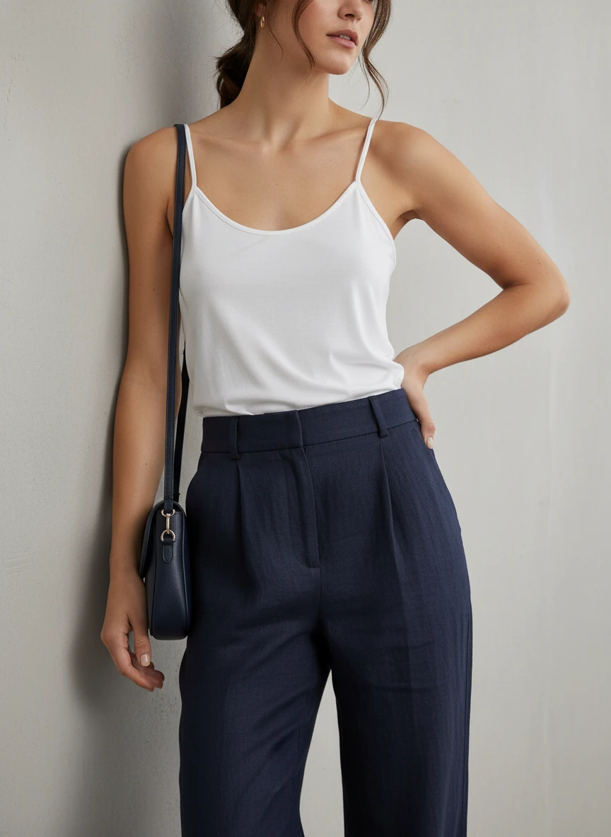 Camiseta Tirantes Finos Blanca Minimalista Elegante