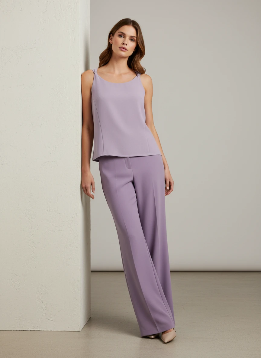 Blusa Elegante Sin Mangas en Tono Lavanda