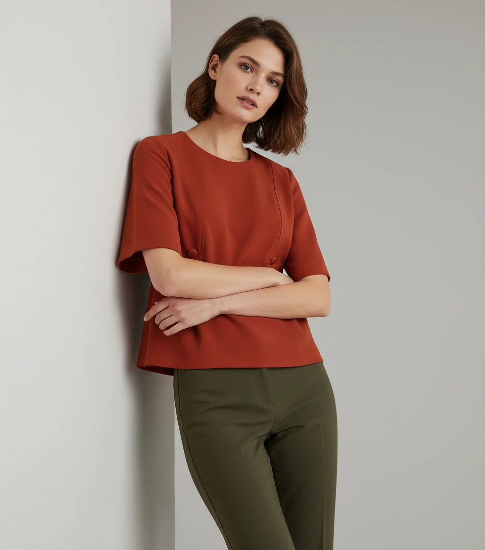 Camiseta Clásica Terracota con Manga Corta