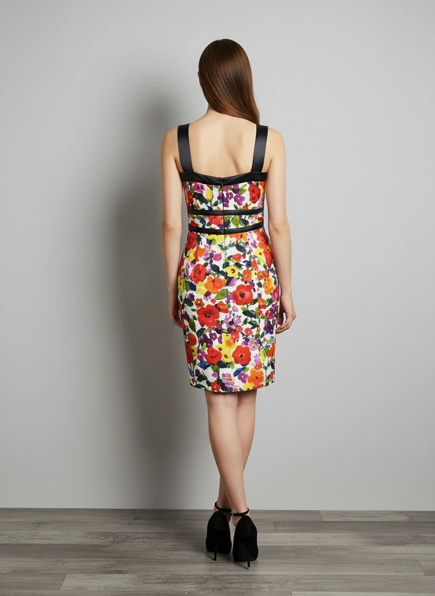 Vestido Floral Multicolor con Detalles en Negro - Imagen 2