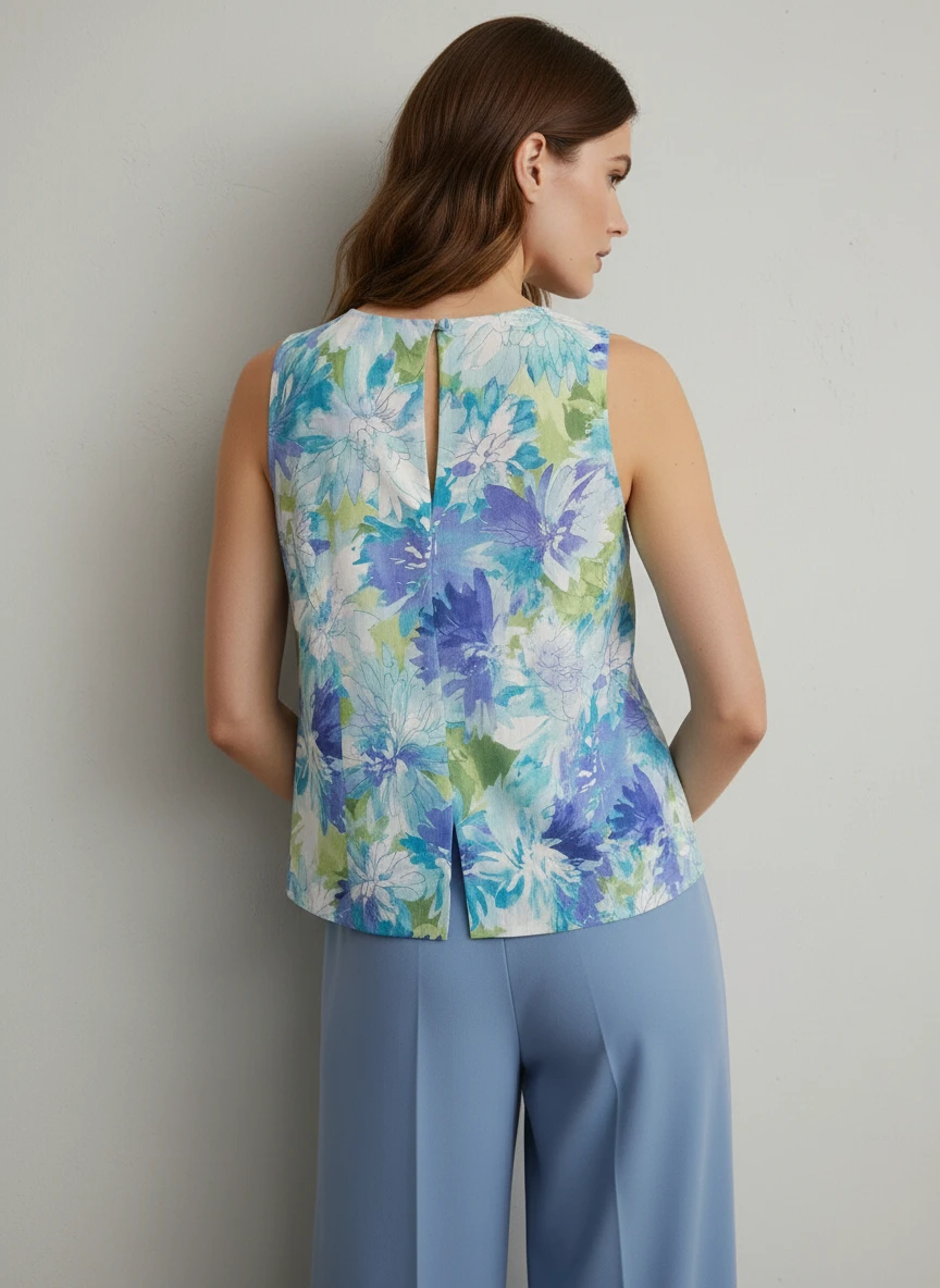 Blusa Floral Multicolor sin Mangas Elegante - Imagen 2