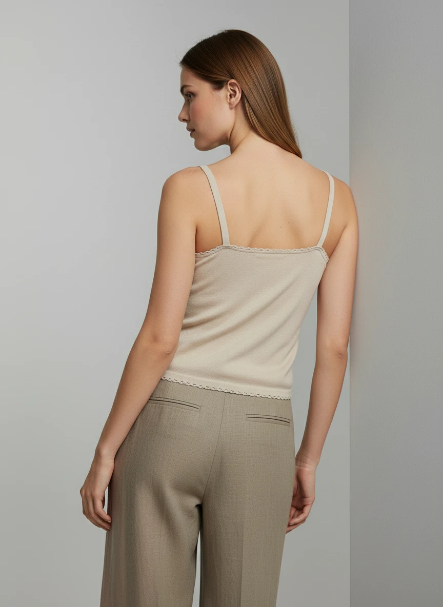 Top Camiseta de Algodón con Encaje Delicado - Imagen 2