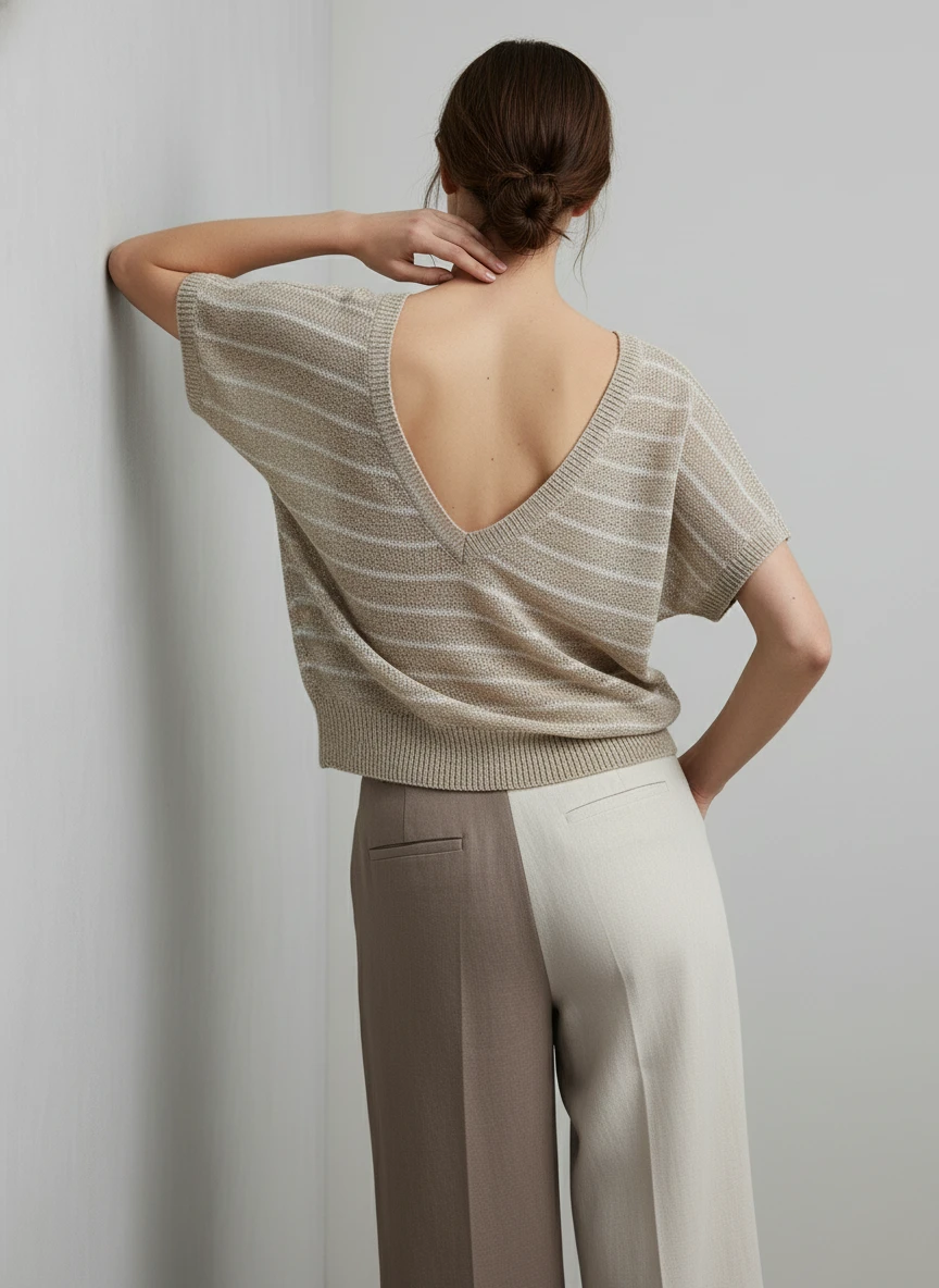 Blusa de Punto Texturizado en Tonos Neutros - Imagen 2