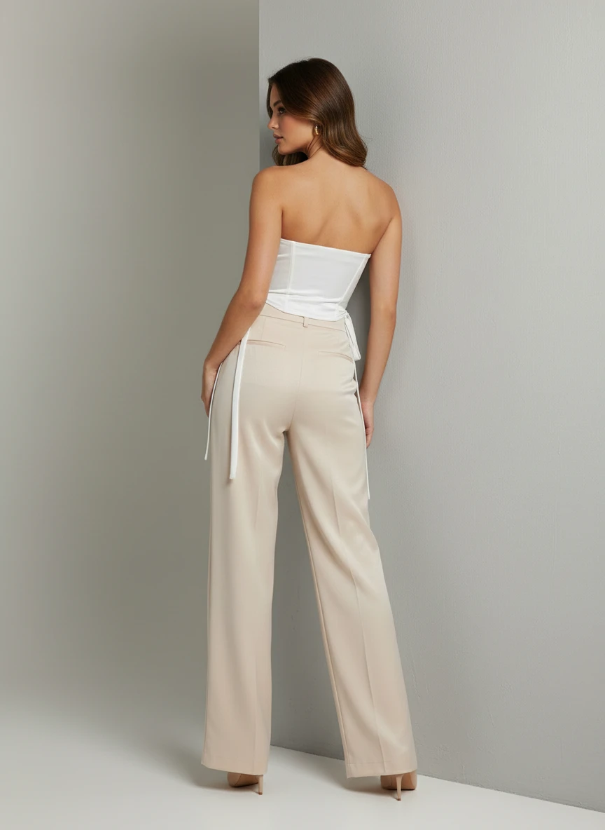 Top Strapless Blanco Elegante con Fruncido - Imagen 2