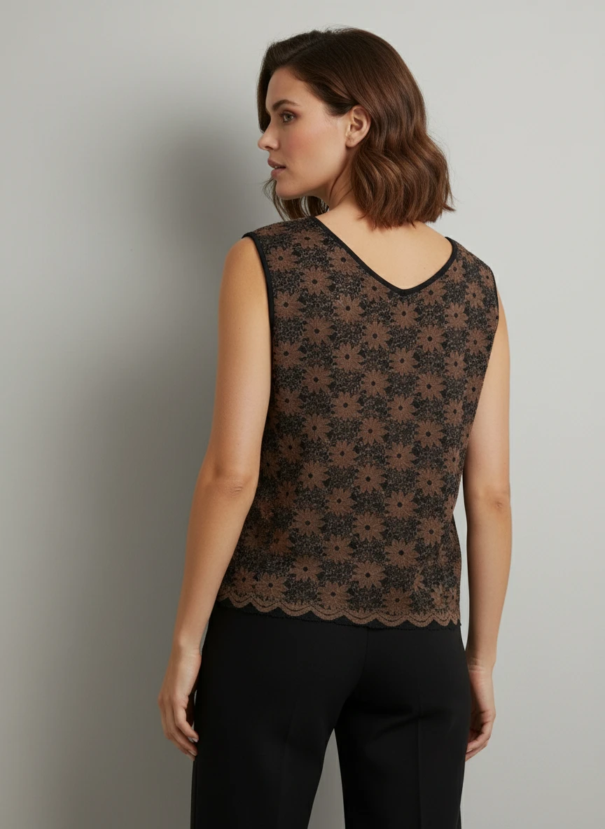 Blusa Encaje Floral Sin Mangas Elegante - Imagen 2