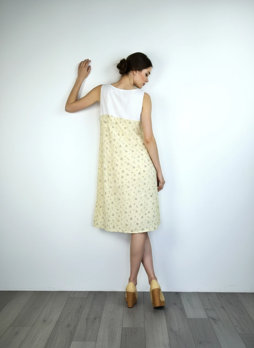 Vestido Amarillo Pastel con Estampado Floral Delicado - Imagen 2