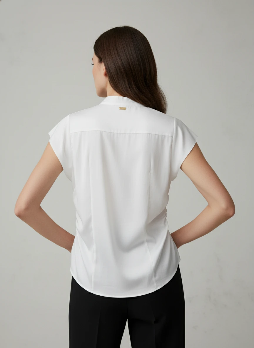 Blusa Blanca con volantes estilo minimalista - Imagen 2