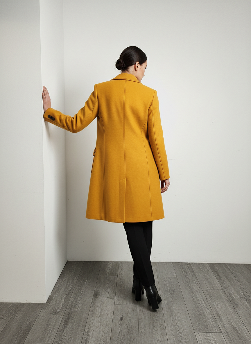 Abrigo Amarillo Mostaza con Detalles Estructurados - Imagen 2