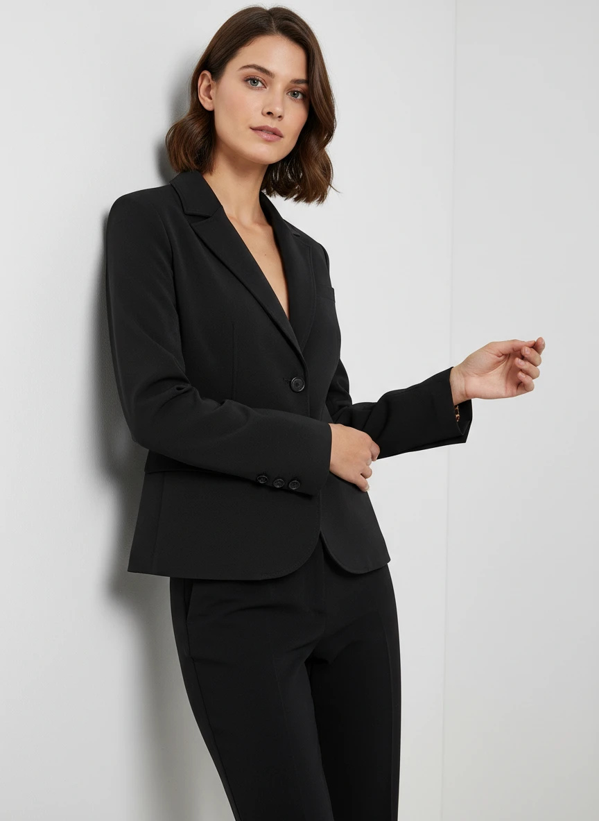Blazer Negro Clásico de Corte Elegante y Moderno