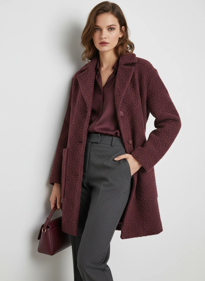 Chaqueta Burdeos con Cuello Clásico