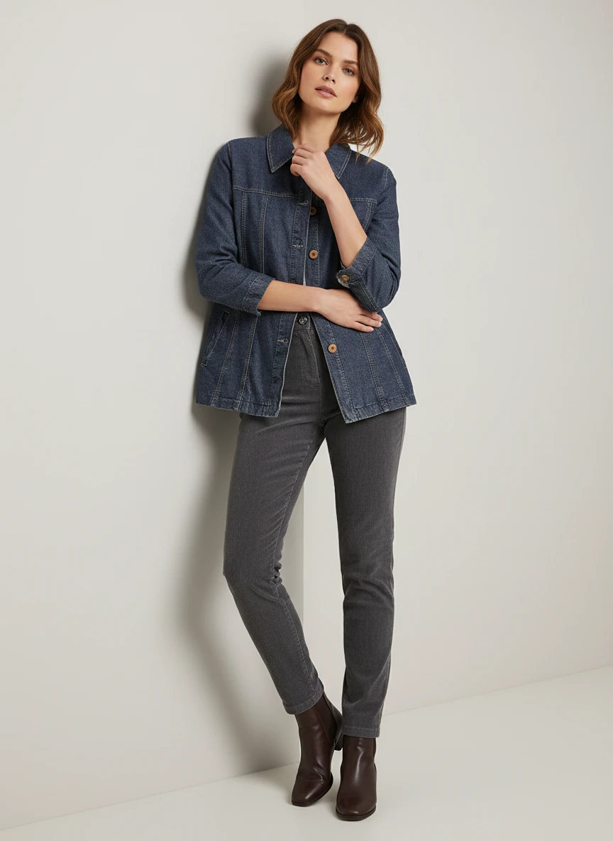 Chaqueta Denim Clásica Azul Marino Versátil
