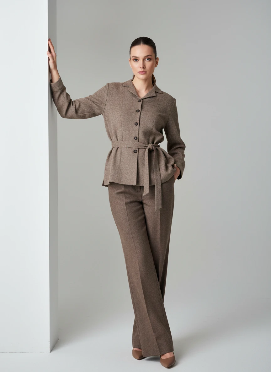 Blazer Estructurado con Cinturón y Solapa Clásica