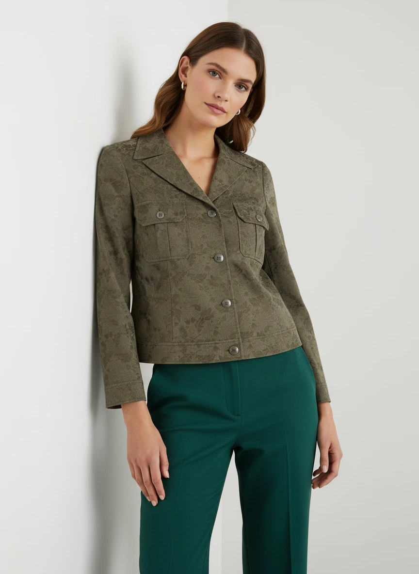 Blazer Militar en Ante Verde Oliva Clásico