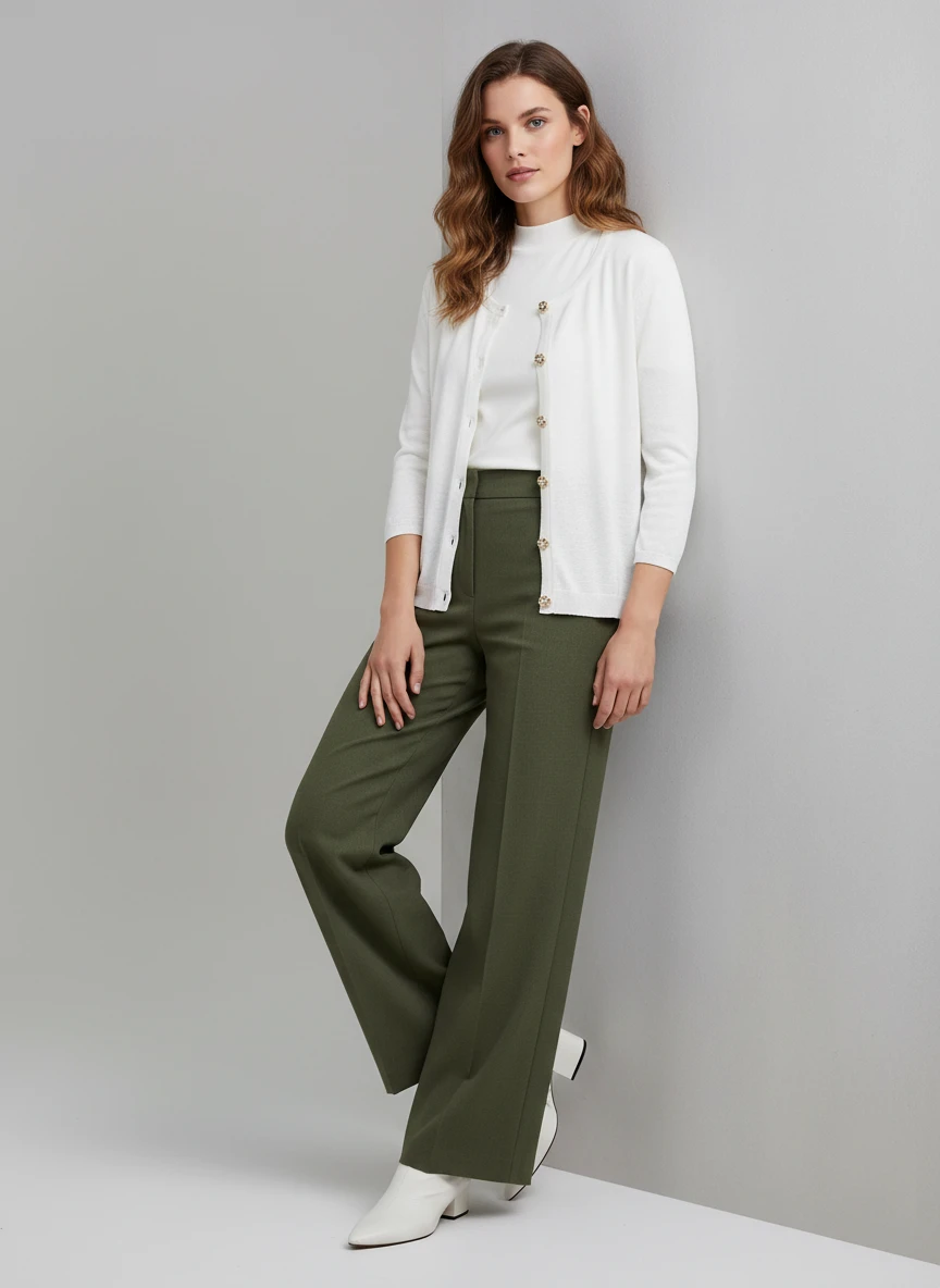 Cardigan Blanco Clásico con Botones Decorativos