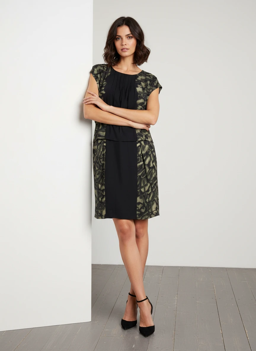Vestido Combinado con Estampado Floral