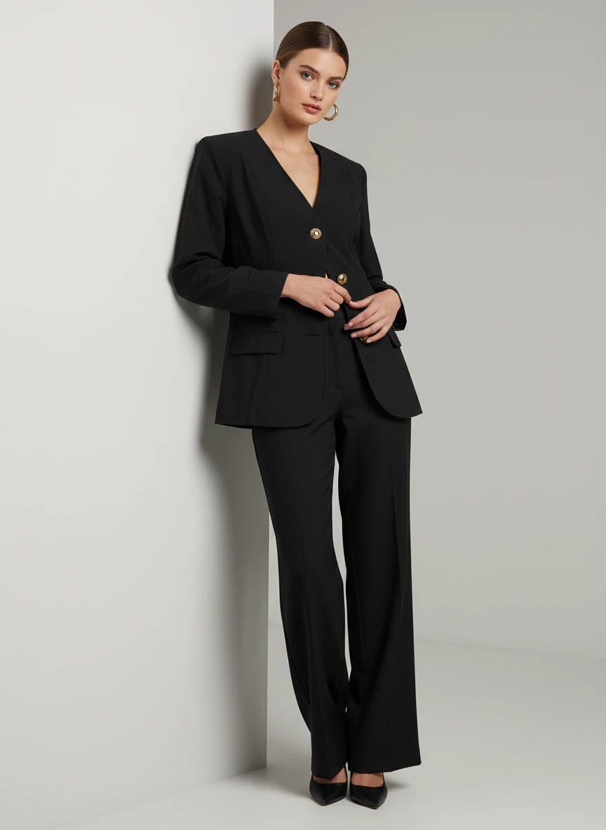 Blazer Negro Doble Botonadura