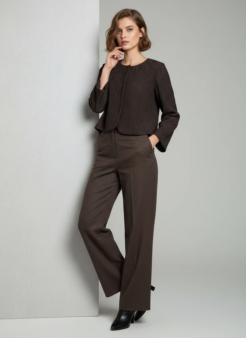 Chaqueta Texturizada Negra con Mangas Largas
