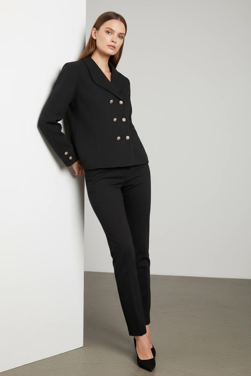 Blazer Doble Botonadura Negro
