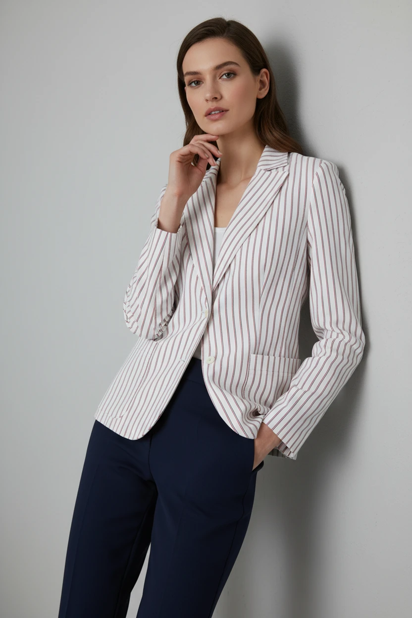 Blazer Minimalista de Rayas Verticales Elegante