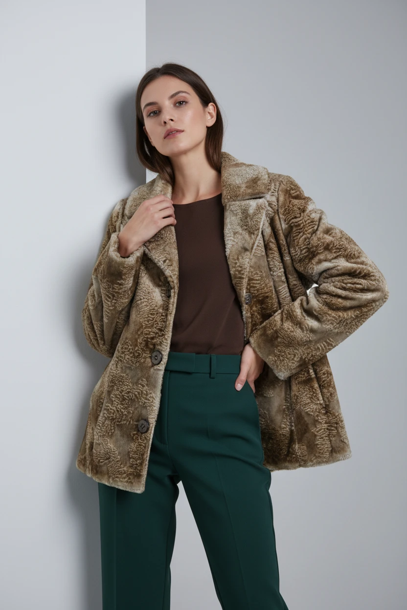 Abrigo Beige con Solapas Clásicas