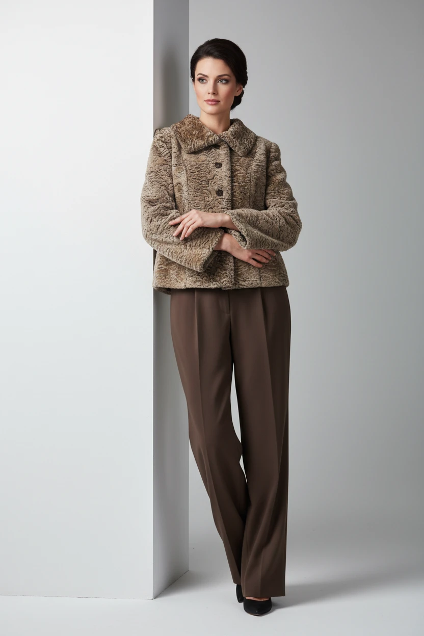 Abrigo Texturizado Beige con Cuello Clásico