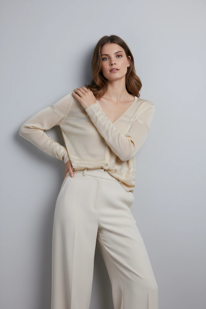 Blusa Cruzada Beige de Algodón Natural