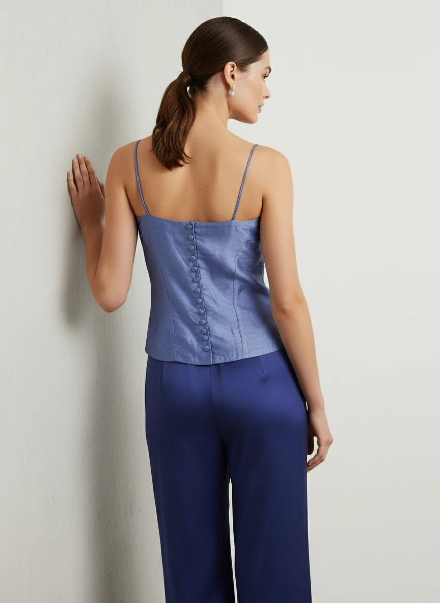 Blusa Camiseta Azul con Detalles de Encaje Elegante - Imagen 2