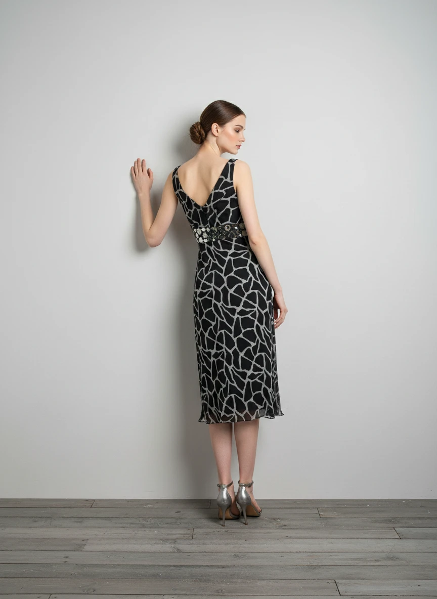 Vestido Midi con Estampado Geométrico Abstracto - Imagen 2