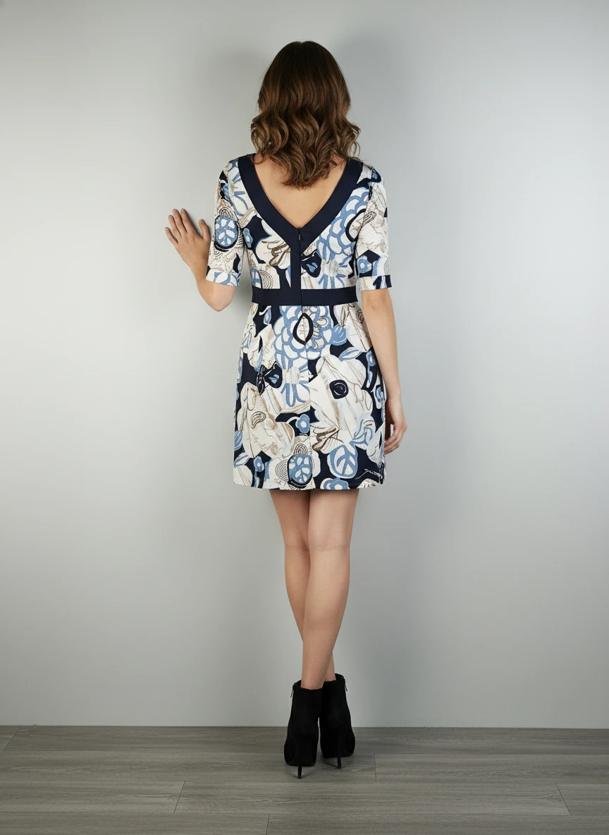 Vestido Floral con Cinturón Negro Contrastante - Imagen 2